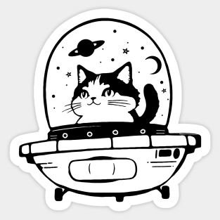 Cute Kawaii Black Cat in UFO Sticker